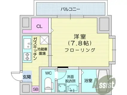 しゃとれ新寺(1K/4階)の間取り写真