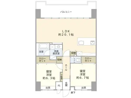 セントリア大分駅前(2LDK/3階)の間取り写真