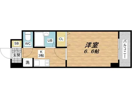 フェニックスコート天満橋(1K/2階)の間取り写真