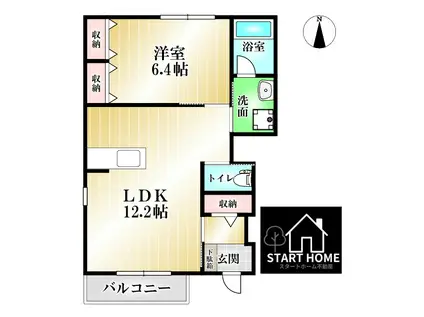 まゆ山壱番館(1LDK/1階)の間取り写真