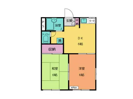 タウニィ緑ヶ丘(2DK/2階)の間取り写真