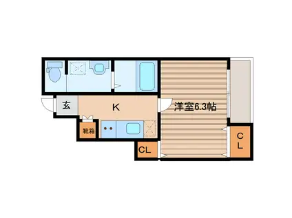 アバルト南光台(1K/1階)の間取り写真