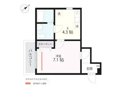 QUIET CRAB HOUSE MIX鎌倉II(1K/1階)の間取り写真