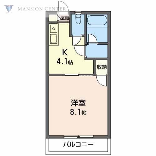 ホワイトピアニ(1K/2階)の間取り写真
