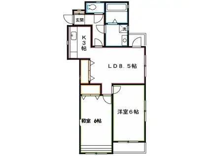 シャトーベリョーザ(2LDK/4階)の間取り写真