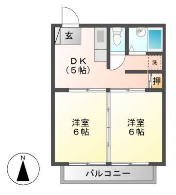 エーデルハイムI(2DK/2階)の間取り写真