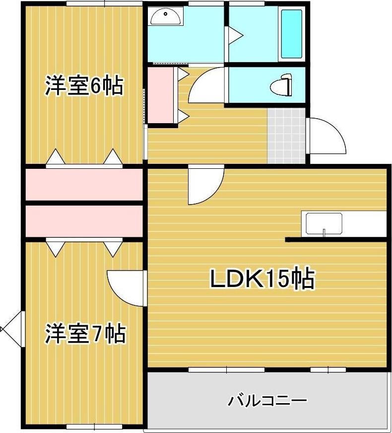 グリーンコーポ浪打 壱番館(2LDK/1階)の間取り写真