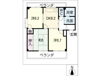 クレールマルイ(3DK/2階)の間取り写真