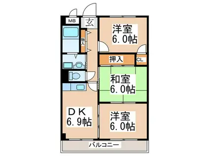 エスペラール(3DK/1階)の間取り写真