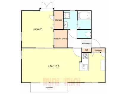 ディアス呉川(1LDK/1階)の間取り写真