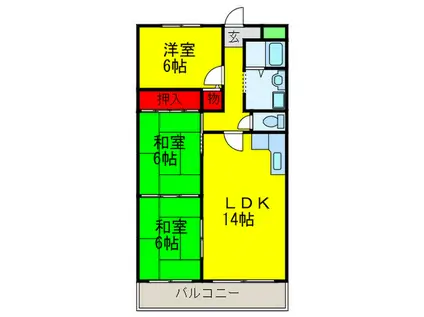 レグルス堺東(3LDK/7階)の間取り写真
