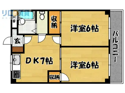 第2高光マンション(2DK/2階)の間取り写真