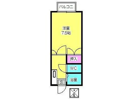 ライフマンスリーマンション(1K/2階)の間取り写真