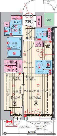 ファーストフィオーレ吹田ウインズテラス(1DK/1階)の間取り写真