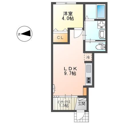 レヴメゾン神山参番館(1LDK/1階)の間取り写真