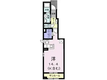 コンフォート ゾーン I(ワンルーム/1階)の間取り写真