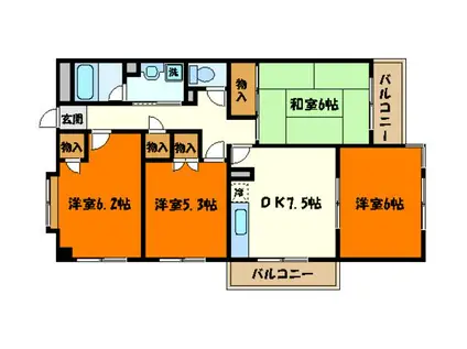 八王子イーストパーク(4DK/3階)の間取り写真