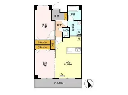 アビティ砧(2LDK/1階)の間取り写真