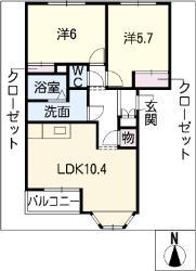 サニーハイツ(2LDK/2階)の間取り写真