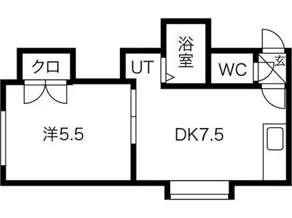 カーサ北7(1DK/3階)の間取り写真