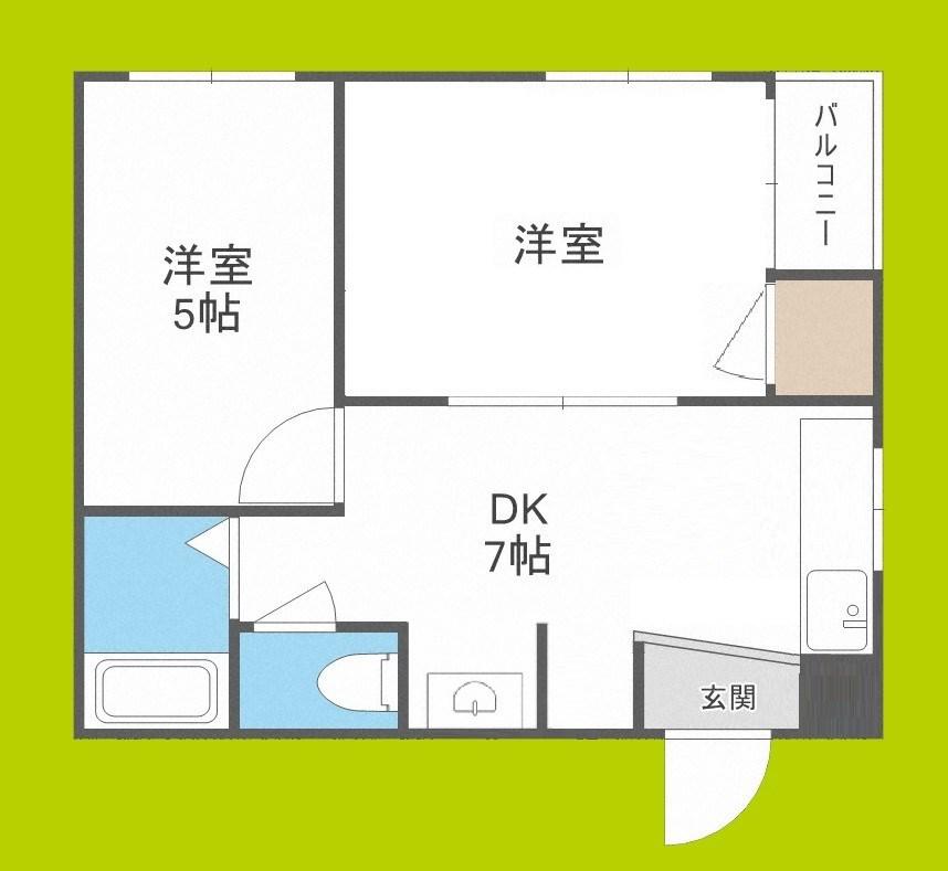 レジデンス三津屋(2DK/3階)の間取り写真