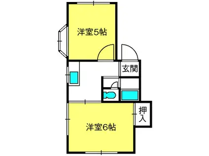 コーポエフ(2K/1階)の間取り写真