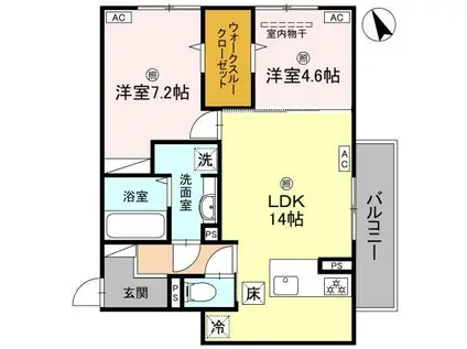 D-ROOM小篠原(2LDK/3階)の間取り写真