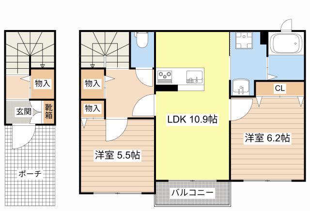 シャーメゾン プランドール II(2LDK/2階)の間取り写真