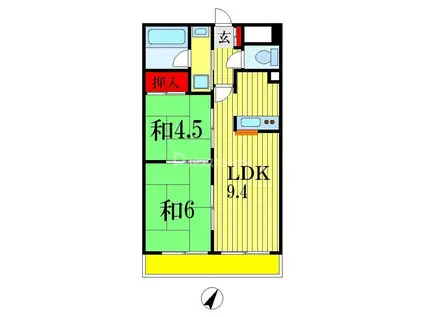 フジタマンション(2LDK/5階)の間取り写真