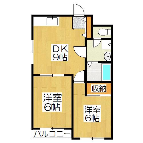 ベルデュール岩倉(2LDK/2階)の間取り写真