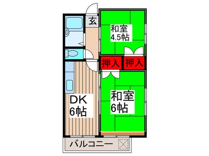 YSフラット2(2DK/2階)の間取り写真