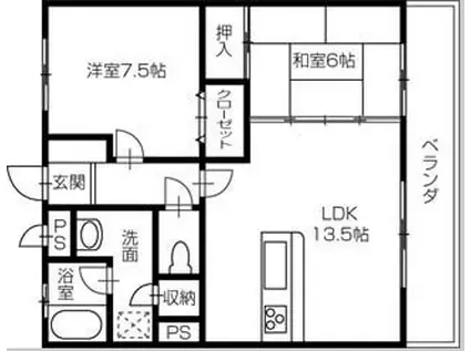メゾンサンテラスB(2LDK/2階)の間取り写真