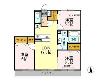 イル ヴィラージュ A棟(3LDK/3階)の間取り写真