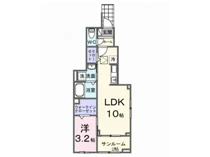 エアリーみとよ 2(1LDK/1階)の間取り写真