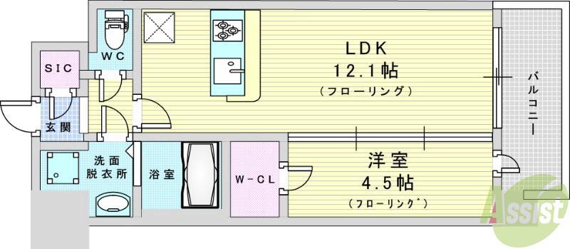 スプランディッド新大阪Ⅶ(1LDK/7階)の間取り写真
