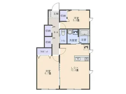 レトアCIELB(2LDK/1階)の間取り写真