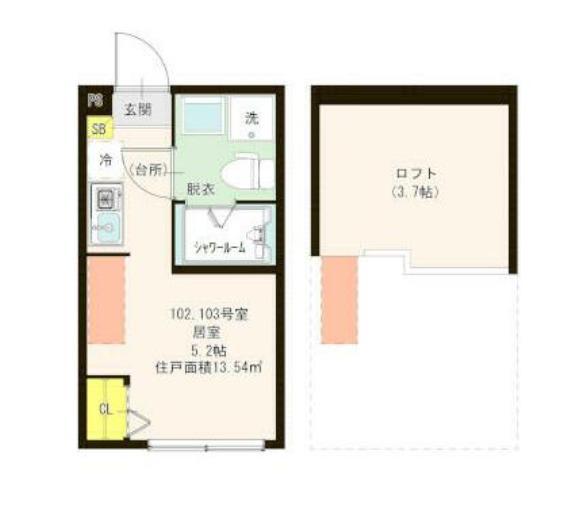 サンルーツ(ワンルーム/1階)の間取り写真