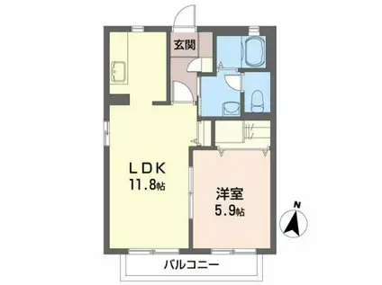 サンプレーヌ(1LDK/2階)の間取り写真