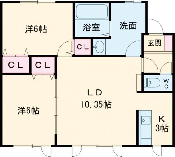 シェノン(2LDK/1階)の間取り写真