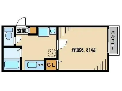 ヴィラ春日部(1K/1階)の間取り写真