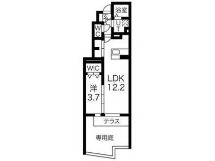 アルレーヌ恵比須(1LDK/1階)の間取り写真