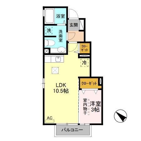 メゾン・ドゥ・ ルナ(1LDK/1階)の間取り写真