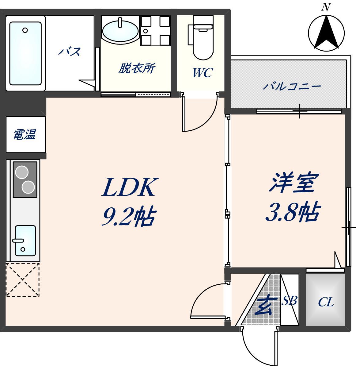 ルミエール若江岩田(1LDK/3階)の間取り写真