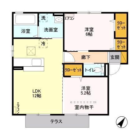 ヴィーガ(2LDK/1階)の間取り写真