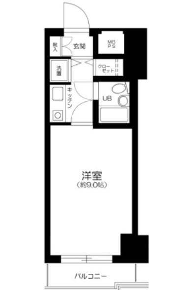 千駄木リリエンハイム(1K/4階)の間取り写真