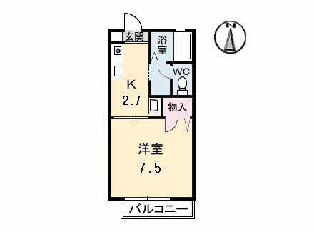 ディアエスタA棟(1K/1階)の間取り写真