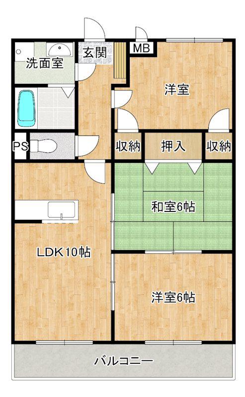 ルミエールかながわ(3LDK/1階)の間取り写真