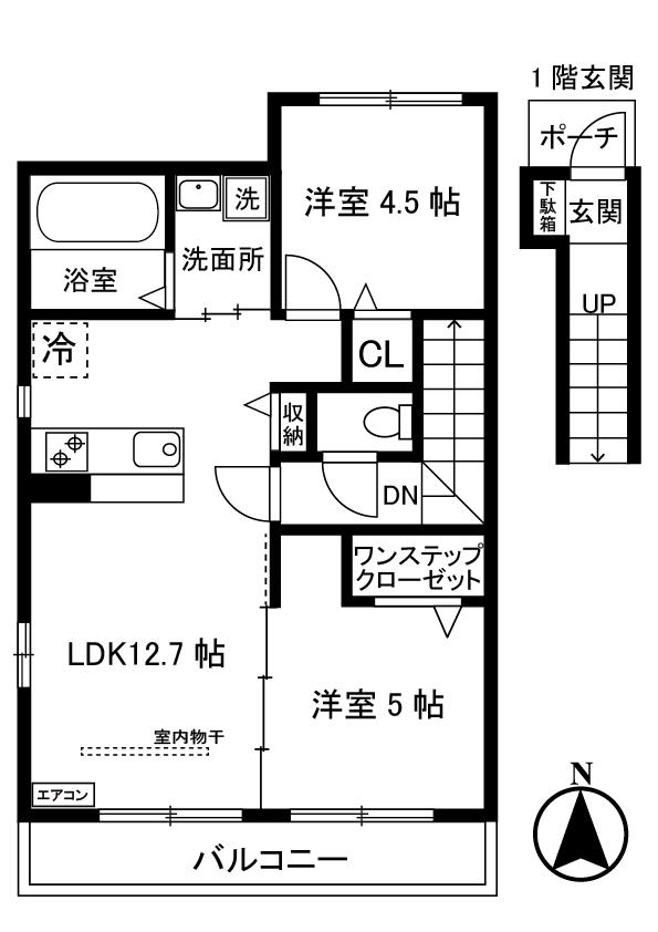 プランタン壱番館(2LDK/2階)の間取り写真