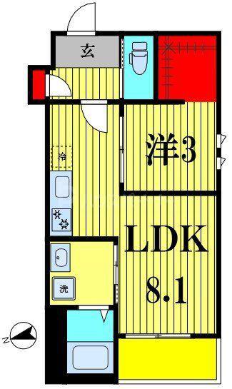 REGALEST 柳(1LDK/3階)の間取り写真