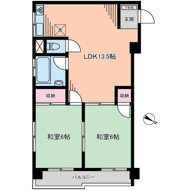 南大塚台マンション(2LDK/7階)の間取り写真